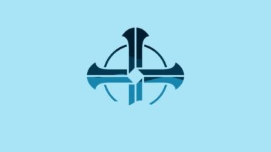 Blue Celtic cross icon isolated on blue background. Happy Saint Patricks day. 4K Video motion graphic animation.