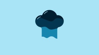 Blue Chef hat icon isolated on blue background. Cooking symbol. Cooks hat. 4K Video motion graphic animation.