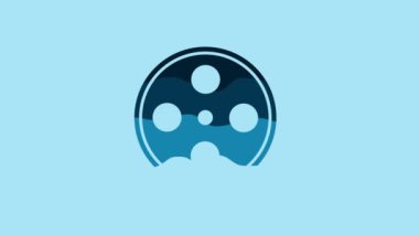 Blue Film reel icon isolated on blue background. 4K Video motion graphic animation.