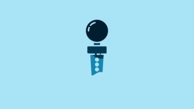 Blue Joystick for arcade machine icon isolated on blue background. Joystick gamepad. 4K Video motion graphic animation.