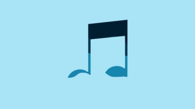 Blue Music note, tone icon isolated on blue background. 4K Video motion graphic animation.