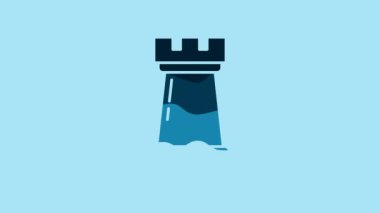 Blue Business strategy icon isolated on blue background. Chess symbol. Game, management, finance. 4K Video motion graphic animation.