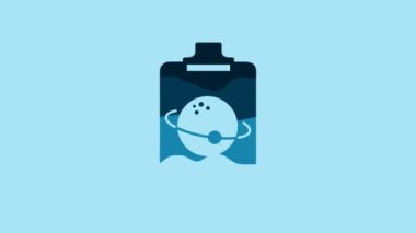 Blue Planet icon isolated on blue background. 4K Video motion graphic animation.
