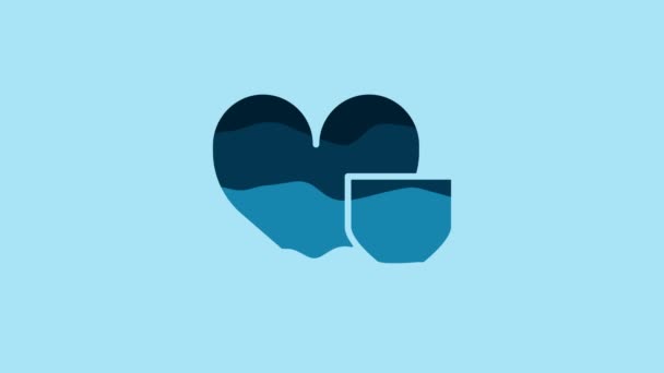 Blue Heart Shield Icon Isolated Blue Background Love Symbol Insurance — Vídeo de Stock