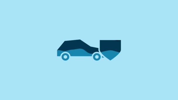 Синий Автомобиль Значком Синем Фоне Концепция Страхования Безопасность Безопасность Защита — стоковое видео