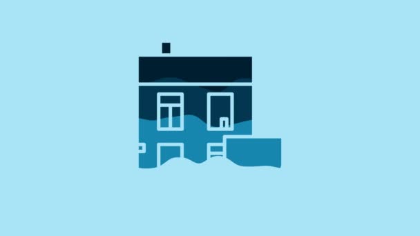 Blue House Shield Icon Isolated Blue Background Insurance Concept Security — Stock video