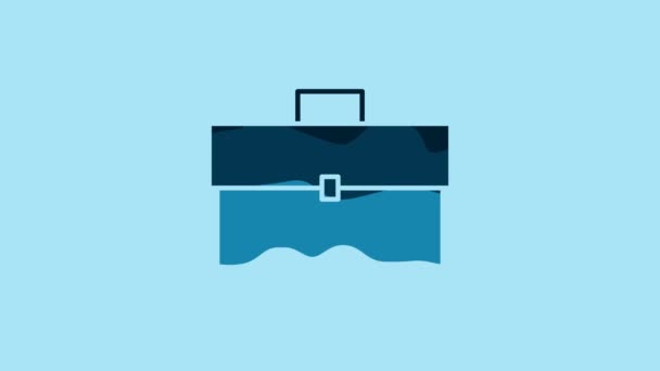 Blue Briefcase Icon Isolated Blue Background Business Case Sign Business — Stok Video