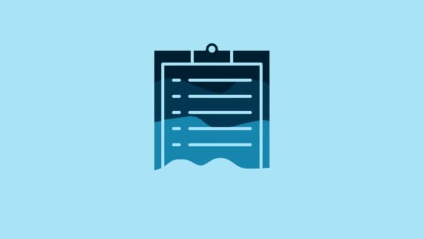 Blue Clipboard Checklist Icon Isolated Blue Background Video Motion Graphic — Αρχείο Βίντεο