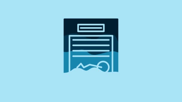 Blue Filled Form Icon Isolated Blue Background File Icon Checklist — Stock Video