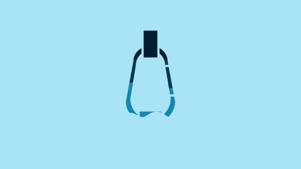 Blue Carabiner Icon Isolated Blue Background Extreme Sport Sport Equipment — Video Stock