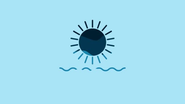 Blue Sun Waves Icon Isolated Blue Background Video Motion Graphic — Stockvideo