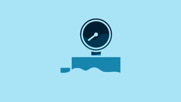 Blue Gauge Scale Icon Isolated Blue Background Satisfaction Temperature Manometer — Stok video