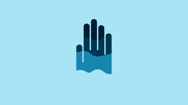 Blue Gloves Icon Isolated Blue Background Extreme Sport Diving Underwater — 비디오