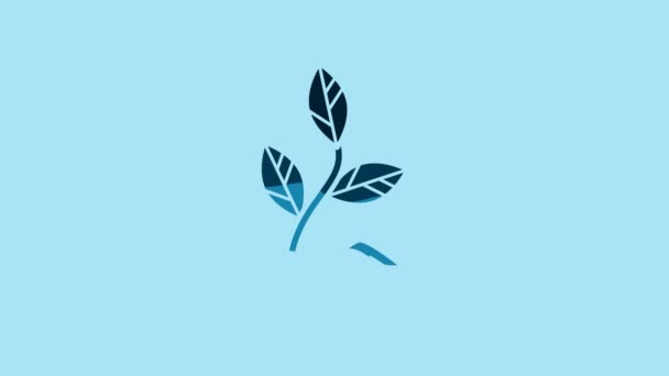 Blue Sprout Icon Isolated Blue Background Seed Seedling Leaves Sign — Stok video