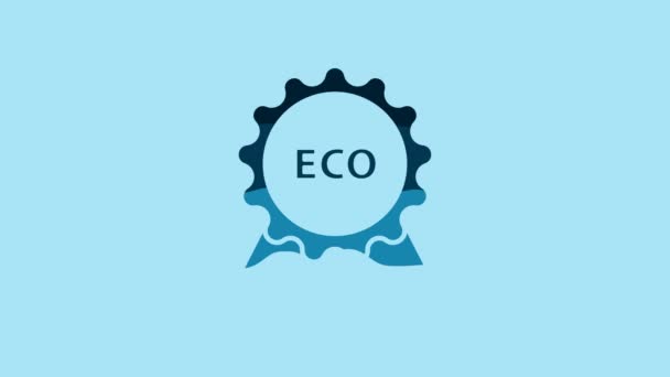 Blue Banner Label Tag Logo Eco Green Healthy Food Icon — Stockvideo