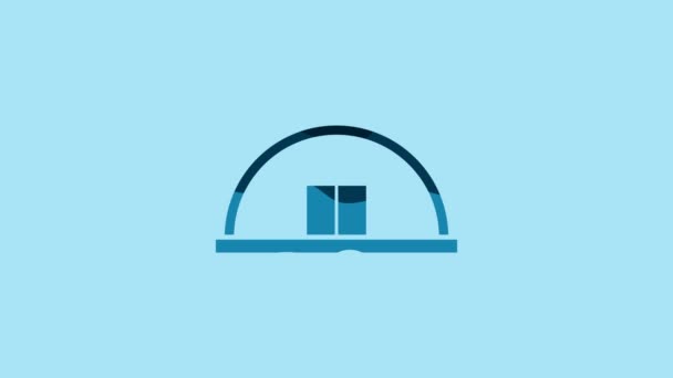 Blue Hangar Icon Isolated Blue Background Video Motion Graphic Animation — Stok video
