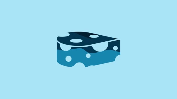 Blue Cheese Icon Isolated Blue Background Video Motion Graphic Animation — Stockvideo