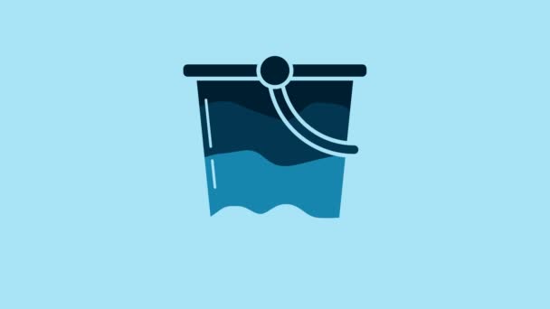 Blue Bucket Icon Isolated Blue Background Video Motion Graphic Animation — Stock video