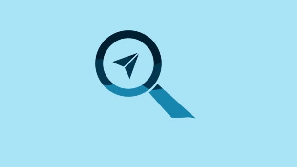 Blue Search Location Icon Isolated Blue Background Magnifying Glass Pointer — Αρχείο Βίντεο