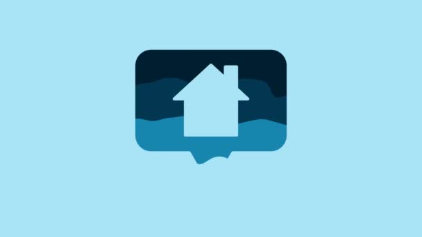 Blue Map Pointer House Icon Isolated Blue Background Home Location — Stock video
