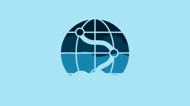 Blue Location Globe Icon Isolated Blue Background World Earth Sign — kuvapankkivideo