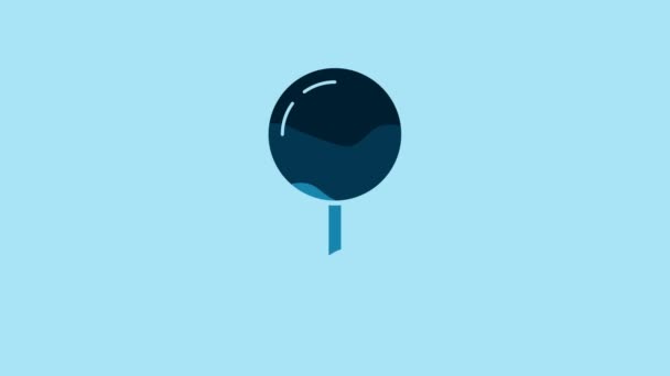 Blue Push Pin Icon Isolated Blue Background Thumbtacks Sign Video — Vídeos de Stock