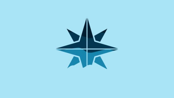 Blue Wind Rose Icon Isolated Blue Background Compass Icon Travel — Wideo stockowe