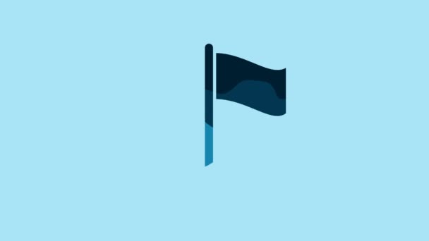 Blue Flag Icon Isolated Blue Background Location Marker Symbol Video — 비디오