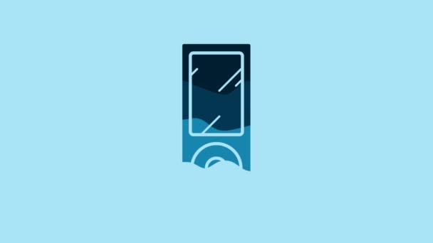 Blue Music Player Icon Isolated Blue Background Portable Music Device — Stock video