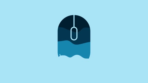 Иконка Голубой Мыши Выделена Синем Фоне Оптический Обозначением Колеса Видеографическая — стоковое видео