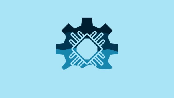 Blue Processor Icon Isolated Blue Background Cpu Central Processing Unit — Vídeos de Stock