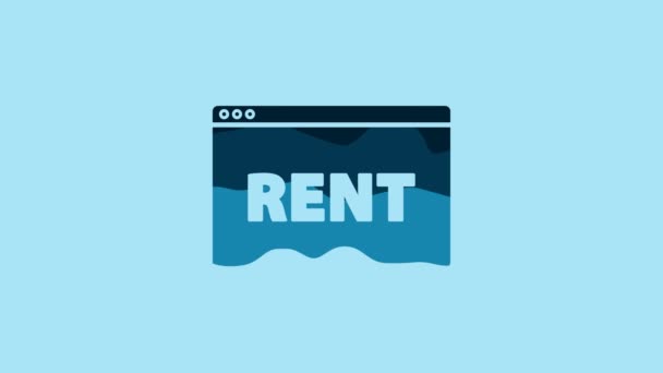 Blue Hanging Sign Text Online Rent Icon Isolated Blue Background — Vídeo de stock