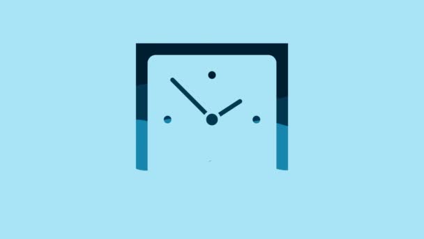 Blue Clock Icon Isolated Blue Background Time Symbol Video Motion — Vídeo de stock