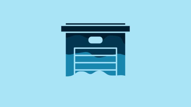 Blue Garage Icon Isolated Blue Background Video Motion Graphic Animation — Vídeos de Stock