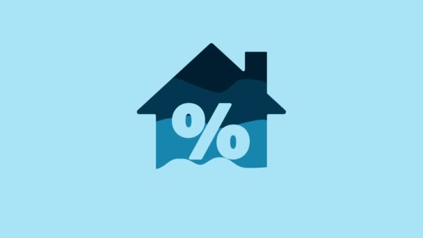 Blue House Percant Discount Tag Icon Isolated Blue Background House — Stockvideo