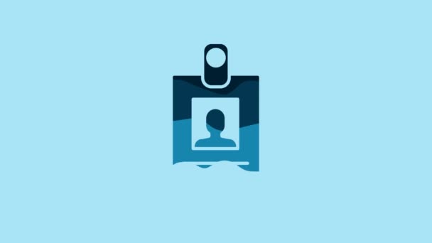 Blue Identification Badge Icon Isolated Blue Background Can Used Presentation — Stockvideo