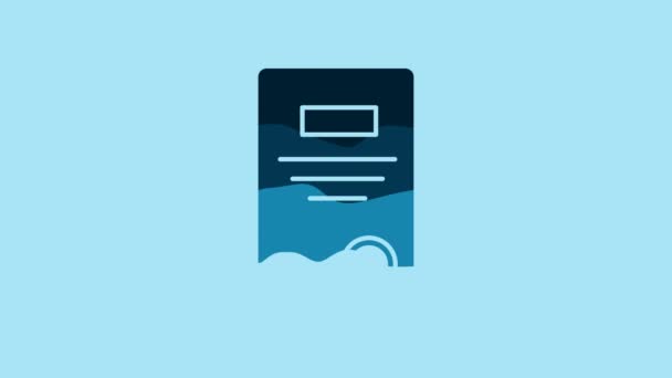 Blue Certificate Template Icon Isolated Blue Background Achievement Award Degree — Stockvideo