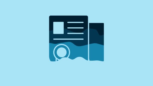 Blue Certificate Template Icon Isolated Blue Background Achievement Award Degree — 图库视频影像