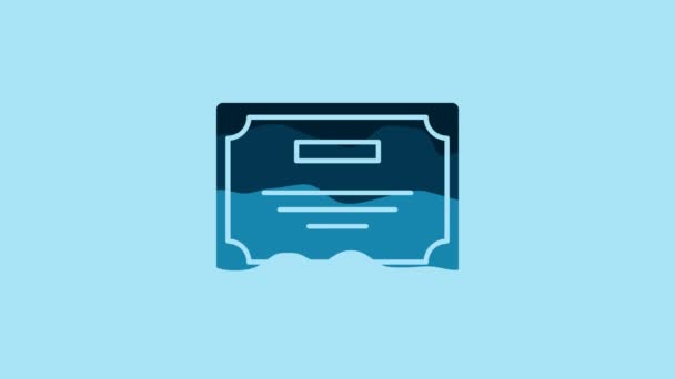 Blue Certificate Template Icon Isolated Blue Background Achievement Award Degree — 图库视频影像