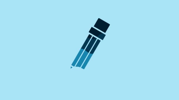 Blue Pencil Eraser Icon Isolated Blue Background Drawing Educational Tools — Wideo stockowe