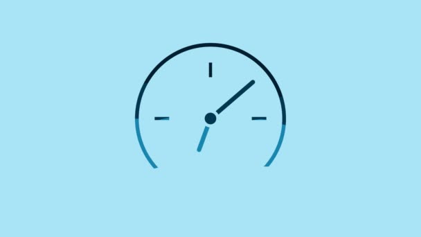 Значок Синие Часы Выделен Синем Фоне Символ Времени Видеографическая Анимация — стоковое видео