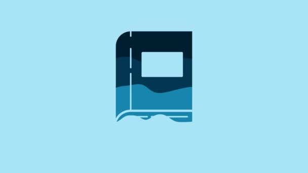 Иконка Синей Книги Выделена Синем Фоне Видеографическая Анимация — стоковое видео