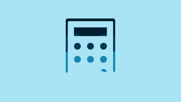 Blue Calculator Icon Isolated Blue Background Accounting Symbol Business Calculations — Vídeo de stock