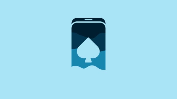 Blue Online Poker Table Game Icon Isolated Blue Background Online — Stock Video
