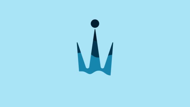 Blue Crown Icon Isolated Blue Background Video Motion Graphic Animation — Stok video