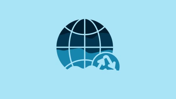 Blue Planet Earth Recycling Icon Isolated Blue Background Environmental Concept — kuvapankkivideo