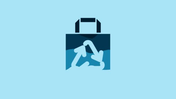 Blue Paper Shopping Bag Recycle Icon Isolated Blue Background Bag — Vídeo de Stock