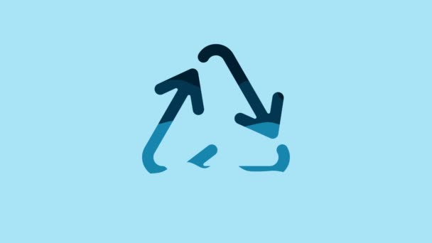 Blue Recycle Symbol Icon Isolated Blue Background Circular Arrow Icon — Stockvideo