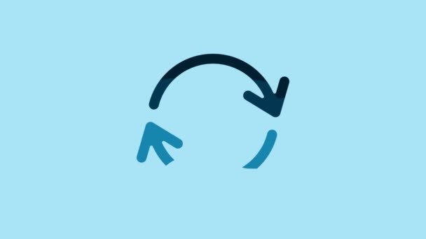 Blue Refresh Icon Isolated Blue Background Reload Symbol Rotation Arrows — 图库视频影像