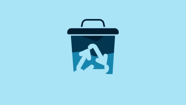 Blue Recycle Bin Recycle Symbol Icon Isolated Blue Background Trash — Wideo stockowe